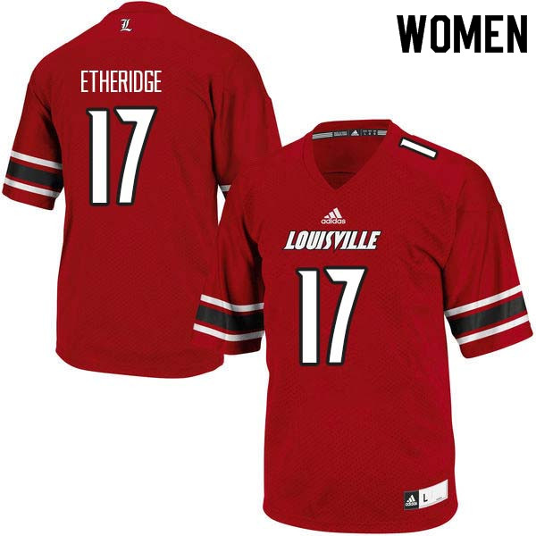 Women Louisville Cardinals #17 Dorian Etheridge College Football Jerseys Sale-Red - Click Image to Close